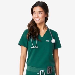 Figs Catarina XS Scrub Top - Hunter Green